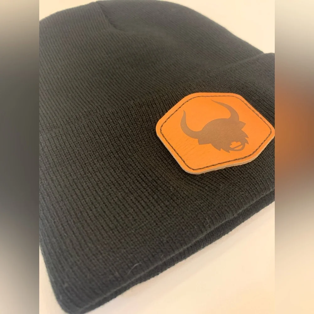 Black Beanie with bull logo, excellent condition (bin P)
